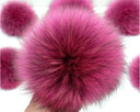 Pink pom pom for hat, Raccoon fur pompom, Berry pom pon, Furry pompom, Removable fluffy pompon, Craft accessory, Fuzzy bomme