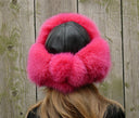 Hot Pink Fox Fur Trapper Hat, Winter Fluffy Earflaps Hat, Pink Ushanka, Women's Pink Bomber Hat, Gifts for Daughter, Fashion Winter Fur Hat