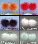 Hot Pink Fluffy Earrings Doll Inspired, Pompom Earrings, Cute Dangle Ball Earrings Women, Puff Jewelry, Real Fur Pom, Bridesmaid Earrings