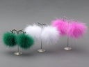 Hot Pink Fluffy Earrings Doll Inspired, Pompom Earrings, Cute Dangle Ball Earrings Women, Boho Puff Jewelry, Real Fur Pom, Gift for Daughter