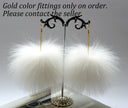 Real Fur Pom Pom Dangle Earrings, Bridesmaid Jewelry, Fuzzy Ball Earrings, Winter Wedding Accessories, Bridesmaid Earrings, Boho Jewelry