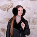 Black Fur Earmuffs for Women, Big Fox Fur Ear Muffs, Handmade Winter Accessories, Large Fluffy Earwarmer, Cozy Gift For Teen Daughter