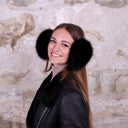 Black Fur Earmuffs for Women, Big Fox Fur Ear Muffs, Handmade Winter Accessories, Large Fluffy Earwarmer, Cozy Gift For Teen Daughter