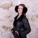 Black Fur Earmuffs for Women, Big Fox Fur Ear Muffs, Handmade Winter Accessories, Large Fluffy Earwarmer, Cozy Gift For Teen Daughter