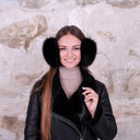 Black Fur Earmuffs for Women, Big Fox Fur Ear Muffs, Handmade Winter Accessories, Large Fluffy Earwarmer, Cozy Gift For Teen Daughter