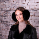 Black Fur Earmuffs for Women, Big Fox Fur Ear Muffs, Handmade Winter Accessories, Large Fluffy Earwarmer, Cozy Gift For Teen Daughter