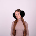 Black Fur Earmuffs for Women, Big Fox Fur Ear Muffs, Handmade Winter Accessories, Large Fluffy Earwarmer, Cozy Gift For Teen Daughter