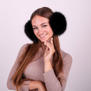 Black Fur Earmuffs for Women, Big Fox Fur Ear Muffs, Handmade Winter Accessories, Large Fluffy Earwarmer, Cozy Gift For Teen Daughter