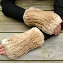 Fur Fingerless Mittens, Fingerless Gloves Women, Real Fur Mittens, Warm Gloves, Holiday Gift, Rabbit Fur Hand Warmers, Mother's Day Gift