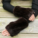 Fur Fingerless Mittens, Fingerless Gloves Women, Real Fur Mittens, Warm Gloves, Holiday Gift, Rabbit Fur Hand Warmers, Mother's Day Gift