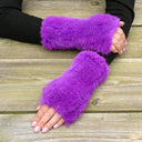 Hot Pink Fingerless Gloves Woman, Real Mink Fingerless Mittens, Fur Arm Warmers, Warm Fur Gloves, Winter Hand Warmers, Birthday Gift for Her