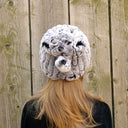 Fur Convertible Ponytail Hat Women, Real Fur Beanie Hat and Scarf, Ladies Winter Hat Fingerless & Mittens Set, Rabbit Fur Snood Neckwarmer