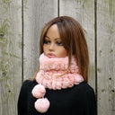 Plush Ponytail Beanie, Convertible Fur Snood, Real Rabbit Fur Hat and Fingerless Mittens Set, Fur Ladies Hat, Winter Headwarmer, Neckwarmer