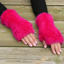Hot Pink Fingerless Gloves Woman, Real Mink Fingerless Mittens, Fur Arm Warmers, Warm Fur Gloves, Winter Hand Warmers, Birthday Gift for Her
