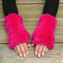 Hot Pink Fingerless Gloves Woman, Real Mink Fingerless Mittens, Fur Arm Warmers, Warm Fur Gloves, Winter Hand Warmers, Birthday Gift for Her