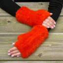 Hot Pink Fingerless Gloves Woman, Real Mink Fingerless Mittens, Fur Arm Warmers, Warm Fur Gloves, Winter Hand Warmers, Birthday Gift for Her
