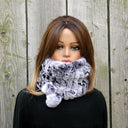 Fur Convertible Ponytail Hat Women, Real Fur Beanie Hat and Scarf, Ladies Winter Hat Fingerless & Mittens Set, Rabbit Fur Snood Neckwarmer