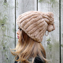 Fur Convertible Ponytail Hat Women, Real Fur Beanie Hat and Scarf, Ladies Winter Hat Fingerless & Mittens Set, Rabbit Fur Snood Neckwarmer
