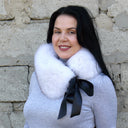 Detachable Fluffy Fur Collar, Real Fox Fur Neck Warmer, Furry Scarf for Women, White Winter Collar, Ladies Gift, Fur Accessories, Mom Gift