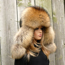 Oversized raccoon trapper hat women, Fluffy aviator hat, Fur bomber hat, Leather trapper hat, Big fur hat, Fuzzy Ushanka, Warm Gift For Mom
