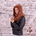Hooded Fur Scarf for Women, Warm Scarf, Fur Collar, Knit Fur Scarf, Rabbit Fur Scarf, Winter Accessory, Gift For Daughter, Detachable Collar