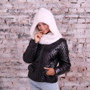 Hooded Fur Scarf for Women, Warm Scarf, Fur Collar, Knit Fur Scarf, Rabbit Fur Scarf, Winter Accessory, Gift For Daughter, Detachable Collar