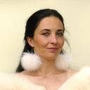 Real Fur Pom Pom Earrings, Bridesmaid Jewelry, Fuzzy Puff Earrings, Winter Wedding Bride Gift, Bridesmaid Earrings, Handmade Jewelry Gift