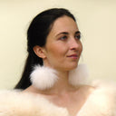 Real Fur Pom Pom Dangle Earrings, Bridesmaid Jewelry, Fuzzy Ball Earrings, Winter Wedding Accessories, Bridesmaid Earrings, Boho Jewelry