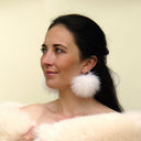 Real Fur Pom Pom Dangle Earrings, Bridesmaid Jewelry, Fuzzy Ball Earrings, Winter Wedding Accessories, Bridesmaid Earrings, Boho Jewelry