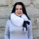 Detachable Fluffy Fur Collar, Real Fox Fur Neck Warmer, Furry Scarf for Women, White Winter Collar, Ladies Gift, Fur Accessories, Mom Gift