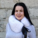 Detachable Fluffy Fur Collar, Real Fox Fur Neck Warmer, Furry Scarf for Women, White Winter Collar, Ladies Gift, Fur Accessories, Mom Gift
