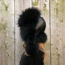Black Raccoon Trapper Hat Women, Fluffy Aviator Hat, Fur Bomber Hat, Oversized Ukrainian Hat, Leather Ushanka, Furry Hat With Ear Flaps