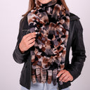Real Fur Scarf, Chunky Knit Scarf, Winter Fur Scarf, Fuzzy Warm Neck Wrap, Rabbit Fur, Soft Scarves, Mom Gift, Mother's Day Gift for Grandma