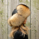 Oversized raccoon trapper hat women, Fluffy aviator hat, Fur bomber hat, Leather trapper hat, Big fur hat, Fuzzy Ushanka, Warm Gift For Mom