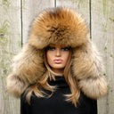 Oversized raccoon trapper hat women, Fluffy aviator hat, Fur bomber hat, Leather trapper hat, Big fur hat, Fuzzy Ushanka, Warm Gift For Mom