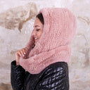 Hooded Fur Scarf for Women, Warm Scarf, Fur Collar, Knit Fur Scarf, Rabbit Fur Scarf, Winter Accessory, Gift For Daughter, Detachable Collar