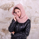 Hooded Fur Scarf for Women, Warm Scarf, Fur Collar, Knit Fur Scarf, Rabbit Fur Scarf, Winter Accessory, Gift For Daughter, Detachable Collar