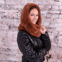 Hooded Fur Scarf for Women, Warm Scarf, Fur Collar, Knit Fur Scarf, Rabbit Fur Scarf, Winter Accessory, Gift For Daughter, Detachable Collar