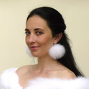 Real Fur Pom Pom Dangle Earrings, Bridesmaid Jewelry, Fuzzy Ball Earrings, Winter Wedding Accessories, Bridesmaid Earrings, Boho Jewelry