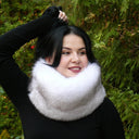 Crystal Fox Fur Detachable Collar, Fluffy Neck Warmer, White Fur Snood, Furry Neck Wrap, Birthday Gift for Daughter