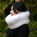 Black Fluffy Snood, Real Fox Fur Collar, Gift for Mother's Day, Oversized Fur Snood, Fur Neck Warmer, Detachable Fur Collar, Real Fur Scarf