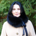 Real Fox Fur Collar, Black Fur Collar Women, Fluffy Scarf Wrap, Detachable Collar For Coat, Black Fur Collar With Ribbon, Short Fur Collar