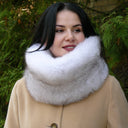 Crystal Fox Fur Detachable Collar, Fluffy Neck Warmer, White Fur Snood, Furry Neck Wrap, Birthday Gift for Daughter