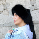 Black Fur Headband for Women, Real Fur Head Wrap, Fluffy Neckwarmer, Fox Fur Headband, Fuzzy Ear Warmers, Winter Head Warmer, Girl Gifts
