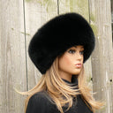 Black Fur Hat Women, Mongolian Fur Hat, Warm Fox Fur Hat, Real Fur Hat Flat Top, Winter Fluffy Hat, Furry Headwarmer, Fuzzy Hat for Her