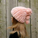 Plush Ponytail Beanie, Convertible Fur Snood, Real Rabbit Fur Hat and Fingerless Mittens Set, Fur Ladies Hat, Winter Headwarmer, Neckwarmer
