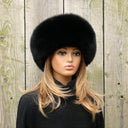 Black Fur Hat Women, Mongolian Fur Hat, Warm Fox Fur Hat, Real Fur Hat Flat Top, Winter Fluffy Hat, Furry Headwarmer, Fuzzy Hat for Her