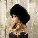 Black fur hat women, Mongolian fur hat, Warm fox fur hat, Real fur hat flat top, Winter fluffy hat, Furry headwarmer, Fuzzy hat for her
