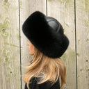 Black Fur Hat Women, Mongolian Fur Hat, Warm Fox Fur Hat, Real Fur Hat Flat Top, Winter Fluffy Hat, Furry Headwarmer, Fuzzy Hat for Her