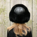 Real fur trapper hat, Black fox fur hat woman, Aviator fur hat, Fluffy head warmer, Winter headwear, Leather ushanka, Fur hat with ear flaps